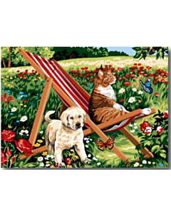 Voorbedrukt stramien / canvas de ligstoel  van Seg de Paris 929.600 om te borduren