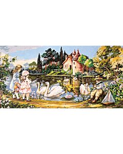 Seg de Paris voorbedrukt stramien kinderen en zwanen 932.88 borduren.