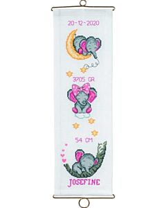 Permin borduurpakket geboortetegel Olifantjes: Josefine 36-9401