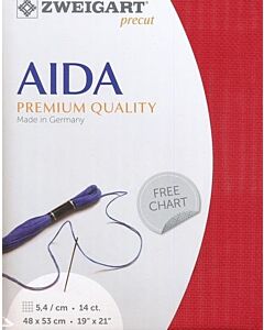 Borduurstof aida 14ct/5.4 kruisje van Zweigart kl. rood 954