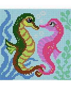 Orchidea borduurpakket zeepaardjes 9759 voorbedrukt, ideaal voor beginners.