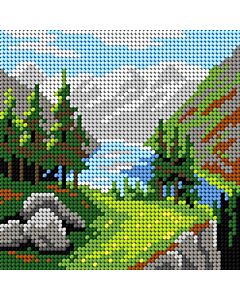 Orchidea borduurpakket berglandschap 9779 voorbedrukt stramien incl. garen, ideaal voor beginners!