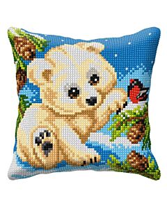 Borduurpakket kussenpakket witte beer orchidea 99013. 