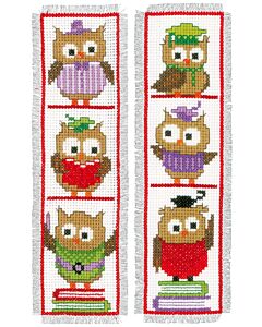  Borduurpakket 2 boekenleggers lezende uiltjes van Vervaco pn-0147887