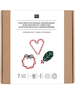 Rico Design plak en borduur vrij borduren pakket met kerst figuren borduren