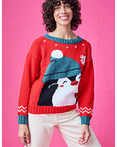 Gratis patroon kerst trui breien pingouin