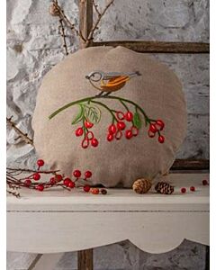 Borduurpakket voorbedrukte kussen vogel op tak in spansteek van anchor  