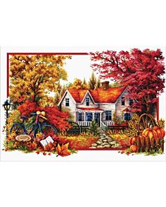 Voorbedrukt borduurpakket Herfst komt op aida Needleart World 740.071