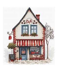 Luca-s borduurpakket welkom bij het café B1427 telpatroon