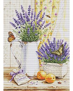 Luca-s borduurpakket zwaan tussen de bloemen BU5110 telpatroon