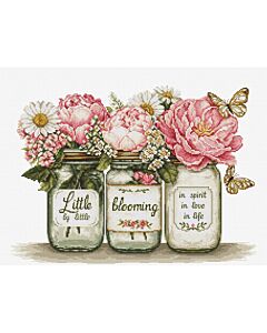Luca-s borduurpakket bloemen glaasjes dream before love B7064 telpatroon