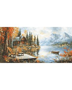 Luca-s borduurpakket boschalet aan het water B716 telpatroon