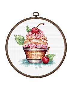 Luca-s borduurpakket Kersen ijsje BC104 telpatroon incl. borduurring