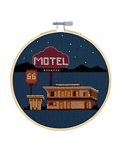 DMC borduurpakket Motel BK1982 telpatroon incl. borduurring. Live the American dream!