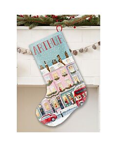 Borduurpakket kerstsok London Winter Charm Stocking - Leti Stitch L10-004