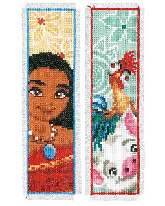 Borduurpakket 2 boekenlegger van Vaiana We are all voyagers om te borduren van Vervaco