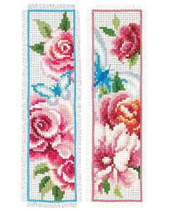 Borduurpakket 2 boekenleggers bloemen en vlinders van vervaco pn-0150899