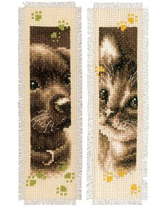 Borduurpakket 2 boekenleggers hond en poes van vervaco pn-0155362