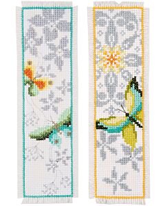 Borduurpakket 2 boekenleggers Vlinder en bloemen Vervaco pn-0165133