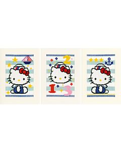 Borduurpakket 3 wenskaarten met envelop hello kitty telwerk vervaco pn 0150686