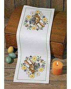 Borduurpakket aida loper vrienden met telpatroon permin 63-9854