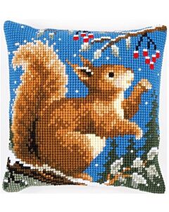 Borduurpakket Eekhoorn in de winter kruissteekkussen vervaco pn-0145052
