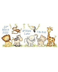 Borduurpakket geboorte tegel Jungle Welcome xkg5 borduren van Bothy Threads