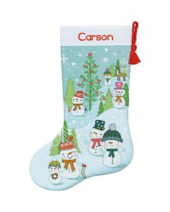 Borduurpakket Kerstsok sneeuwpoppen familie van Dimensions 70-08996