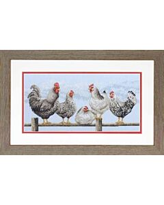 Borduurpakket kippen op een hek van Dimensions 70-35403
