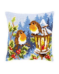 Borduurpakket kruissteekkusse roodborstjes met lamp om te borduren van vervaco  pn-0145077