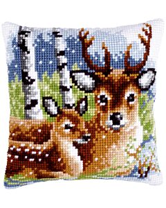 Borduurpakket kruissteekkussen hertenfamille van Vervaco pn-0147043