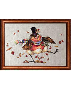 Borduurpakket robin's jig met telpatroon van Nimuë Fée Main roodborstje