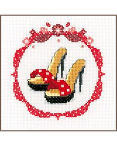  borduurpakket schoenen met bolletjes  van vervaco aida pn-0147018