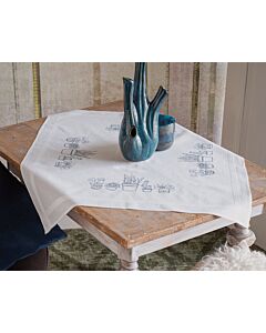 Borduurpakket tafelkleed Huiskamerplanten van Vervaco pn-0186890 voorbedrukt 