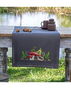 Borduurpakket tafelloper egel met varens van Vervaco PN-0195349 voorbedrukt