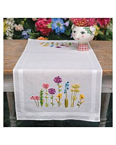 Borduurpakket tafelloper lentebloemen van Vervaco PN-0200850 voorbedrukt