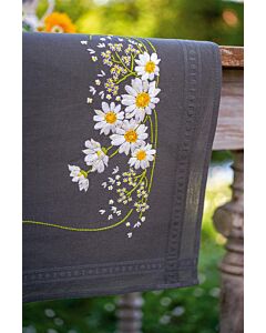Borduurpakket tafelloper margrietjes van Vervaco PN-0195334 voorbedrukt