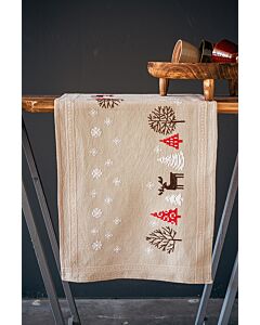 Borduurpakket tafelloper Moderne kerstmotieven van Vervaco pn-0187383 voorbedrukt