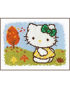 Borduurpakket telpatroon hello kitty herfst van de vierjaargetijden  vervaco 