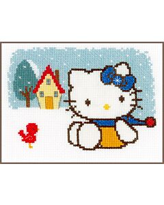 Borduurpakket telpatroon hello kitty winter een van de vierjaargetijden