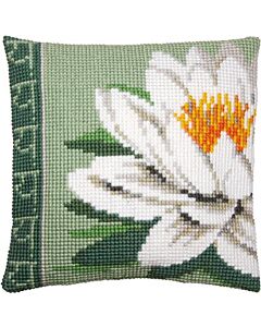 Borduurpakket voorbedrukt kruissteekkussen Witte lotusbloem van vervaco pn-0156009