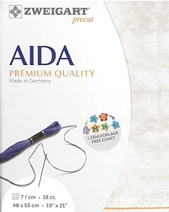 Borduurstof aida 18ct/ 7 kruisje van Zweigart grijs marmer 1079 afm. 48x53cm