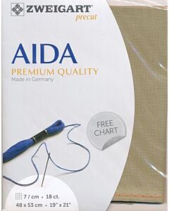 Borduurstof aida 18ct/ 7 kruisje van Zweigart zandkleur 300 afm. 48x53cm