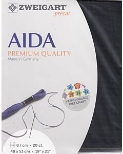 Borduurstof aida 20ct/8 kruisje van Zweigart kl.720 zwart afm. 48x53cm