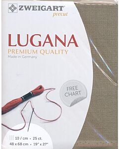 Borduurstof Lugana 25ct/10 draadjes per cm van Zweigart beige grijs 7025 afm 48x68cm