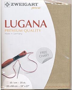 Borduurstof Lugana 25ct/10 draadjes per cm van Zweigart donker beige 309 afm 48x68cm