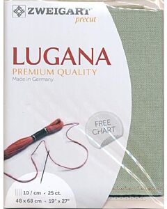 Borduurstof Lugana 25ct/10 draadjes per cm van Zweigart grijs groen 618 afm 48x68cm