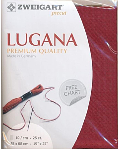 Borduurstof Lugana 25ct10 draadjes per cm van Zweigart bordeaux 906 afm 48x68cm