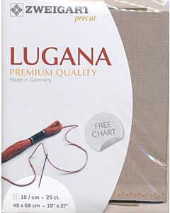 Borduurstof Lugana 25ct/10 draadjes per cm van Zweigart taupe 3021afm 48x68cm
