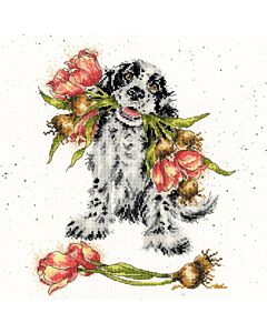 Bothy Threads borduurpakket hond met tulpen XHD99 borduren